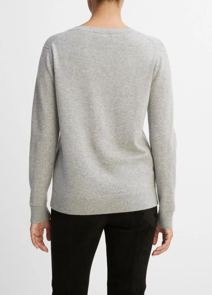 Women Sweaters Vince Cashmere Weekend VNeck Sweater Heather Steel