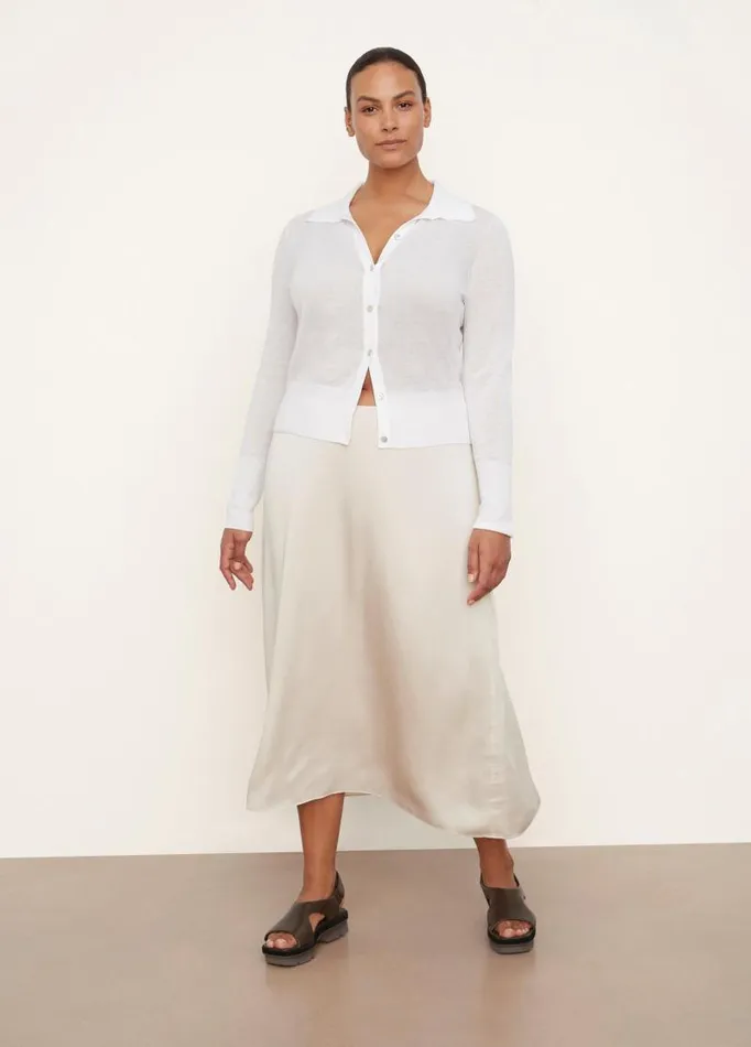 Women Sweaters Vince Collared Button Cardigan Optic White
