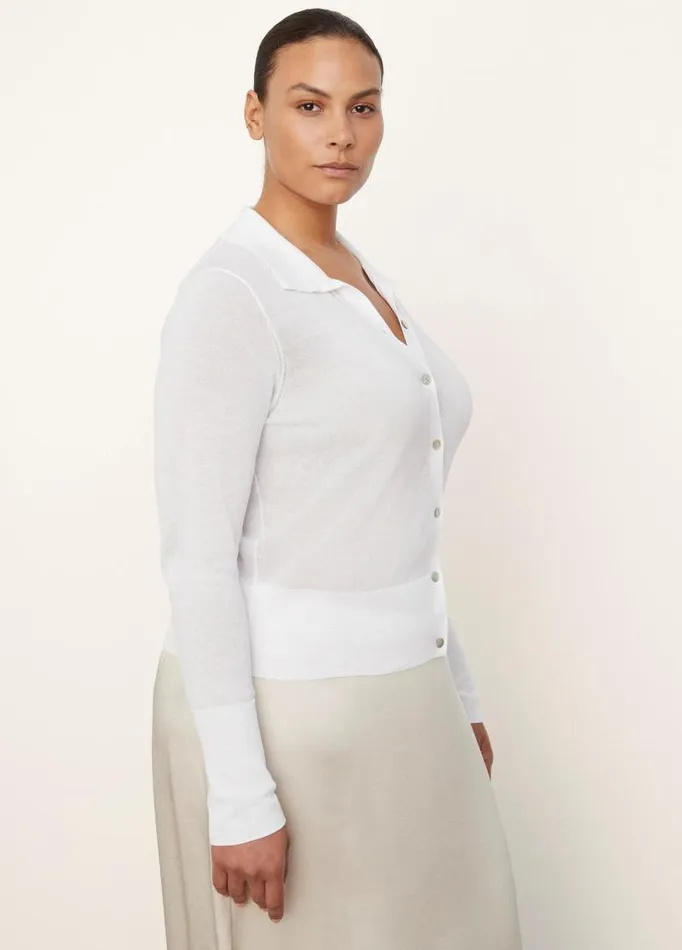Women Sweaters Vince Collared Button Cardigan Optic White
