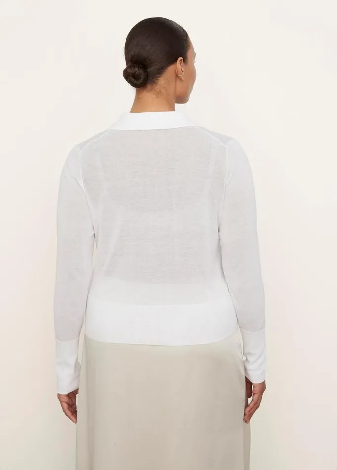 Women Sweaters Vince Collared Button Cardigan Optic White