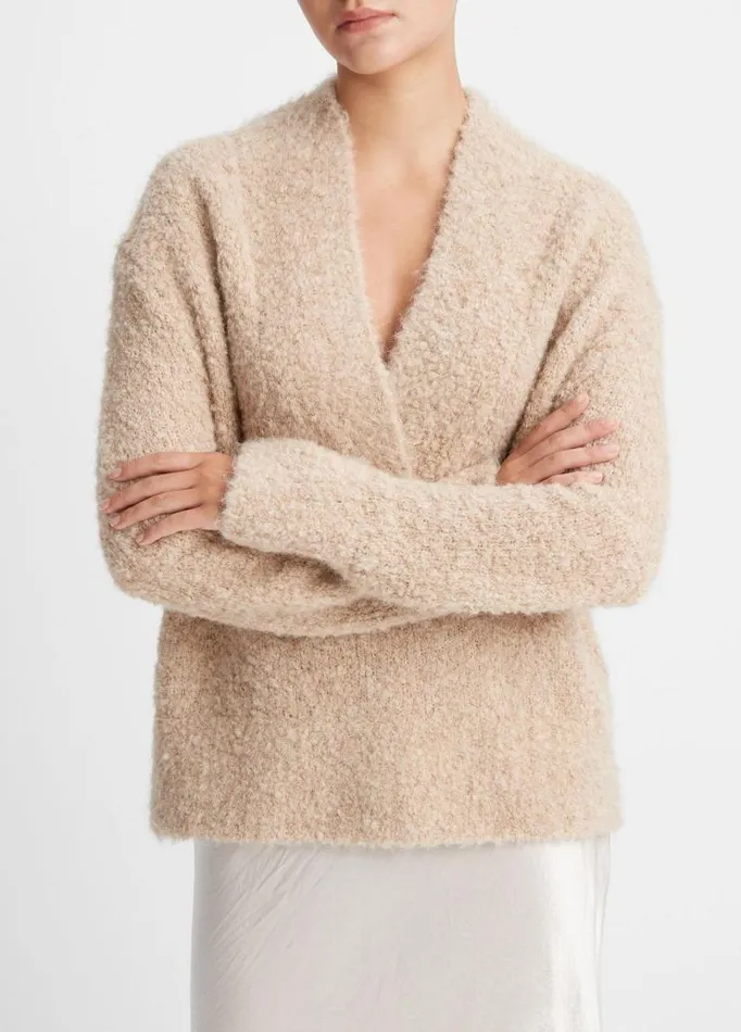 Women Sweaters Vince Crimped Shawl Sweater Heather Champagne