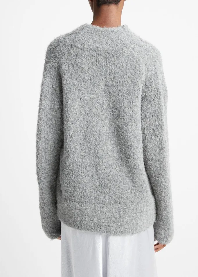 Women Sweaters Vince Crimped Shawl Sweater Heather Silver Dust