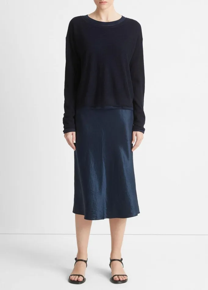 Women Sweaters Vince DoubleLayer WoolBlend Sweater Coastal Bluelight Coastal Blue Women Sweaters Vince DoubleLayer WoolBlend Sweater Coastal Bluelight Coastal Blue