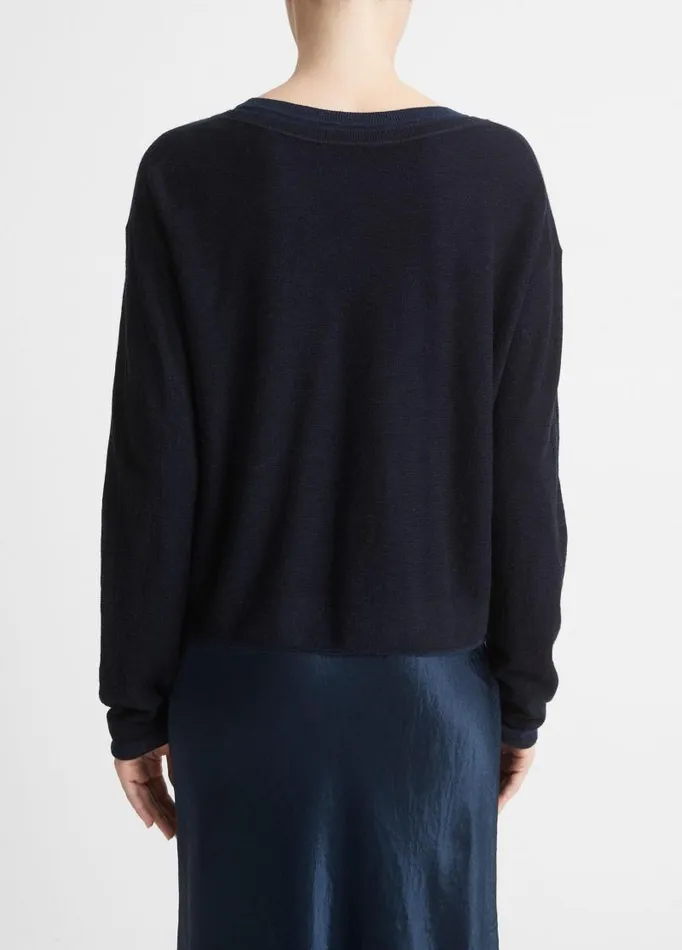 Women Sweaters Vince DoubleLayer WoolBlend Sweater Coastal Bluelight Coastal Blue