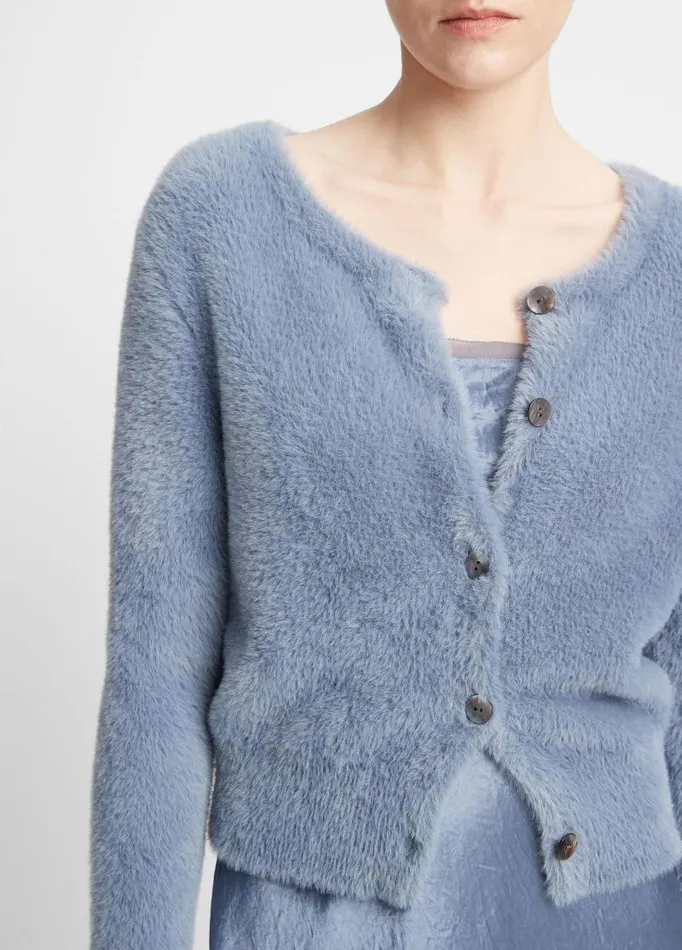 Women Sweaters Vince Eyelash Cardigan Iris Smoke