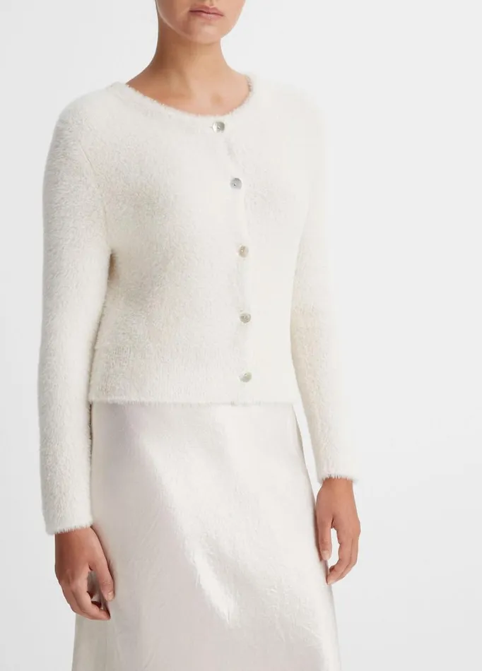 Women Sweaters Vince Eyelash Cardigan Off White
