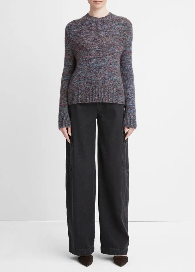 Women Sweaters Vince Marled Crew Neck Sweater Rustteal Stone Combo