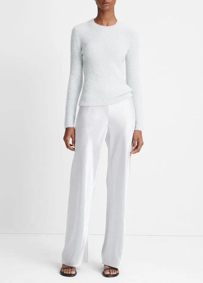Women Sweaters Vince Metallic Eyelash Pullover Sweater Off Whitesilver