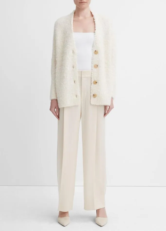 Women Sweaters Vince Oversized Teddy Cardigan Off White