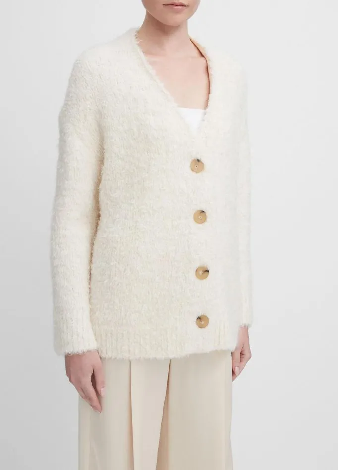Women Sweaters Vince Oversized Teddy Cardigan Off White