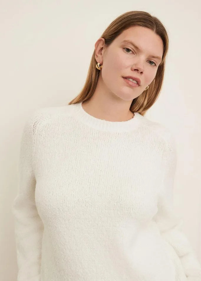 Women Sweaters Vince Pebbled Crew Neck Sweater Optic White