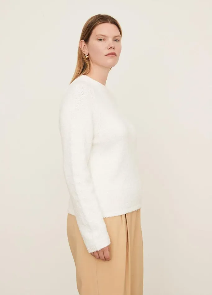 Women Sweaters Vince Pebbled Crew Neck Sweater Optic White