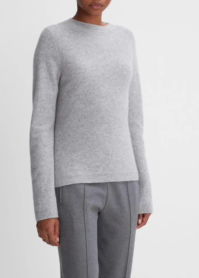 Women Sweaters Vince Plush Cashmere Crew Neck Sweater Heather Sterling