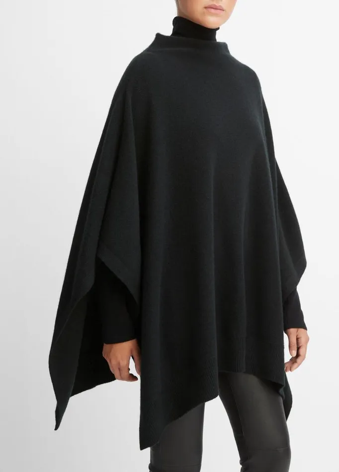 Women Sweaters Vince Plush Cashmere Funnel Neck Poncho Black
