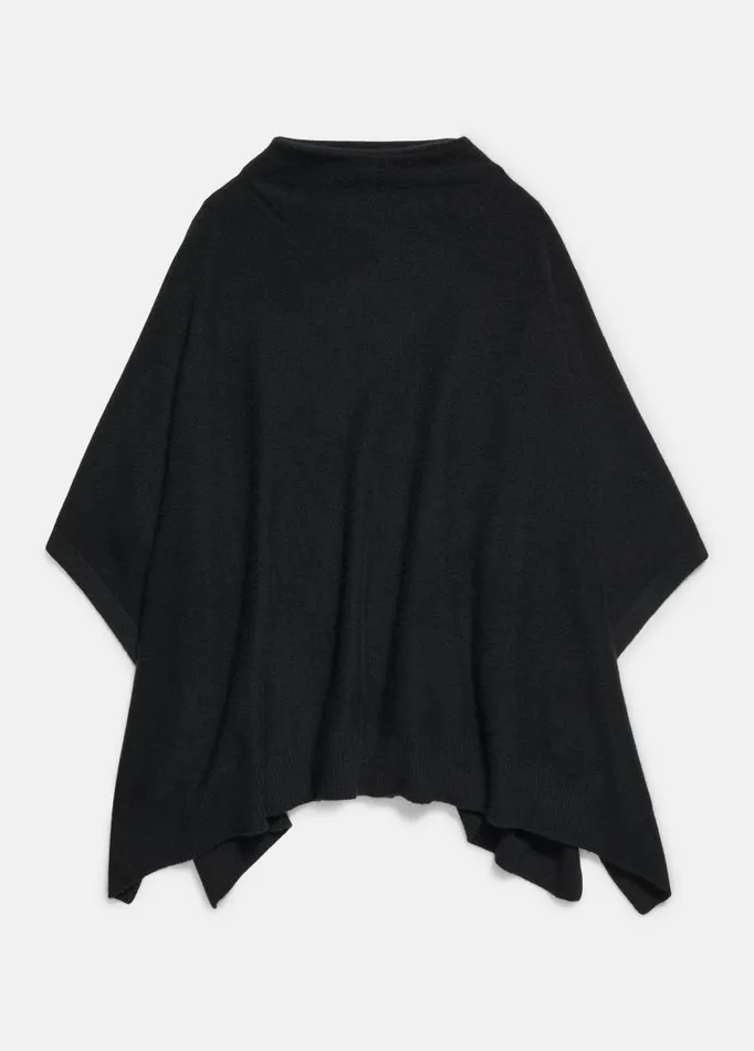 Women Sweaters Vince Plush Cashmere Funnel Neck Poncho Black