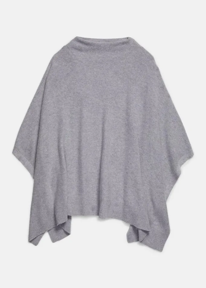 Women Sweaters Vince Plush Cashmere Funnel Neck Poncho Heather Grey