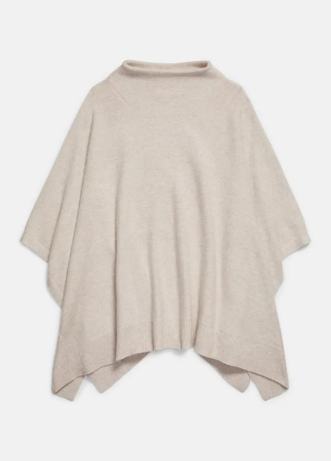 Women Sweaters Vince Plush Cashmere Funnel Neck Poncho Heather Marble