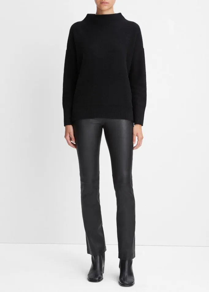 Women Sweaters Vince Plush Cashmere Funnel Neck Sweater Black
