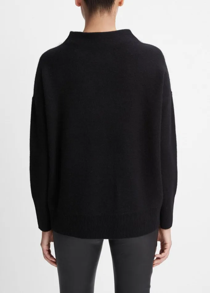 Women Sweaters Vince Plush Cashmere Funnel Neck Sweater Black