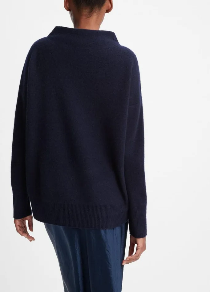 Women Sweaters Vince Plush Cashmere Funnel Neck Sweater Coastal Blue