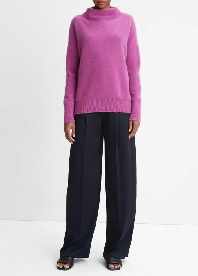 Women Sweaters Vince Plush Cashmere Funnel Neck Sweater Dewberry