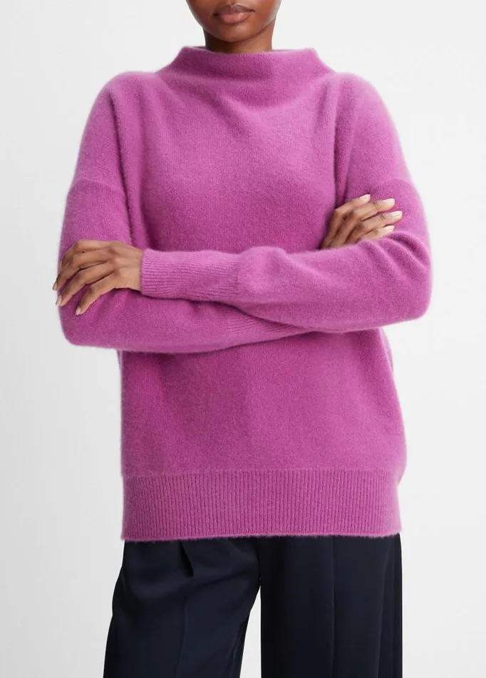 Women Sweaters Vince Plush Cashmere Funnel Neck Sweater Dewberry