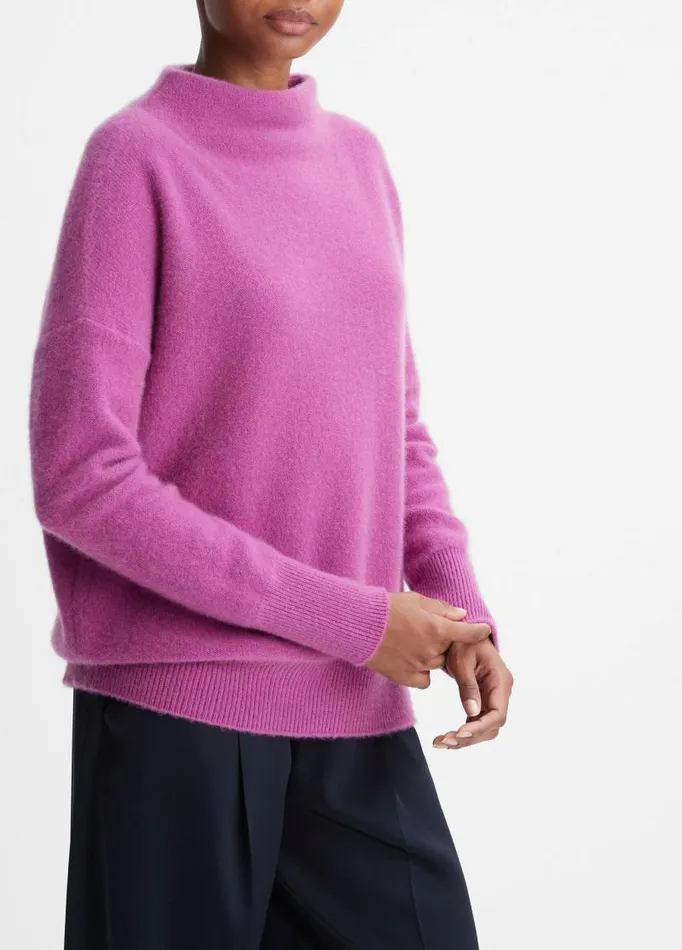 Women Sweaters Vince Plush Cashmere Funnel Neck Sweater Dewberry