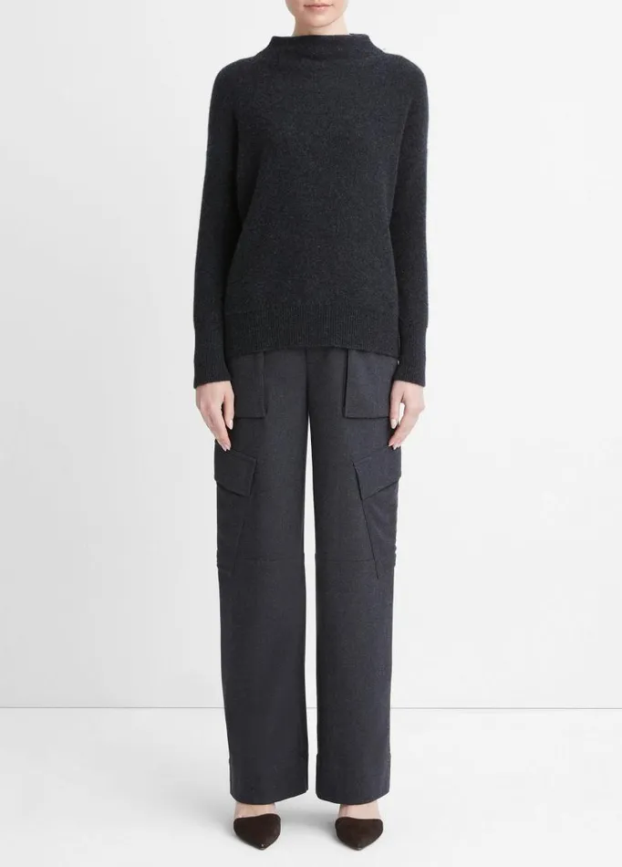 Women Sweaters Vince Plush Cashmere Funnel Neck Sweater Heather Charcoal