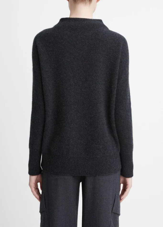 Women Sweaters Vince Plush Cashmere Funnel Neck Sweater Heather Charcoal