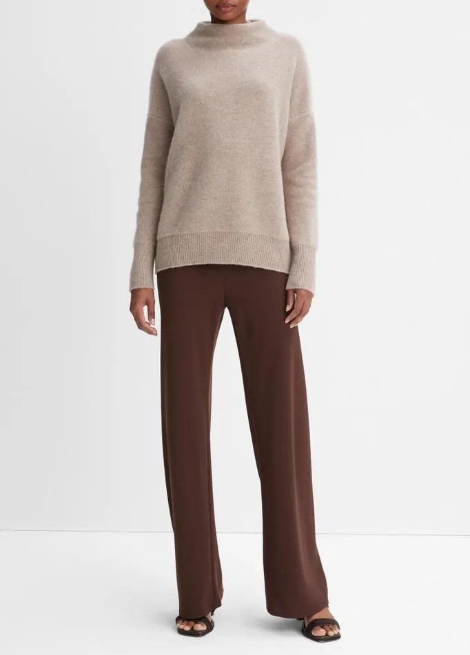 Women Sweaters Vince Plush Cashmere Funnel Neck Sweater Heather Hazel