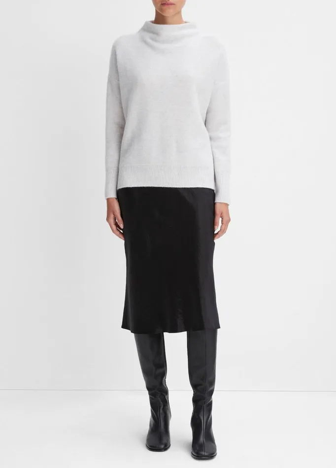 Women Sweaters Vince Plush Cashmere Funnel Neck Sweater Heather Platinum