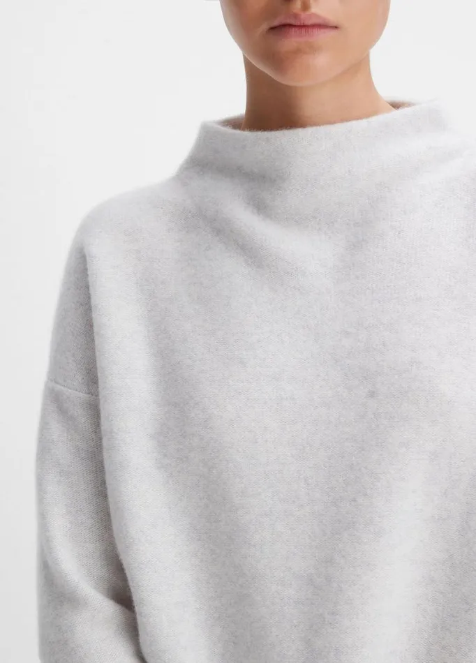 Women Sweaters Vince Plush Cashmere Funnel Neck Sweater Heather Platinum