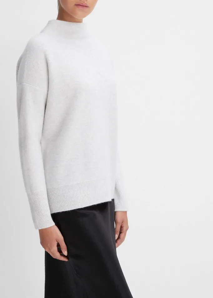 Women Sweaters Vince Plush Cashmere Funnel Neck Sweater Heather Platinum