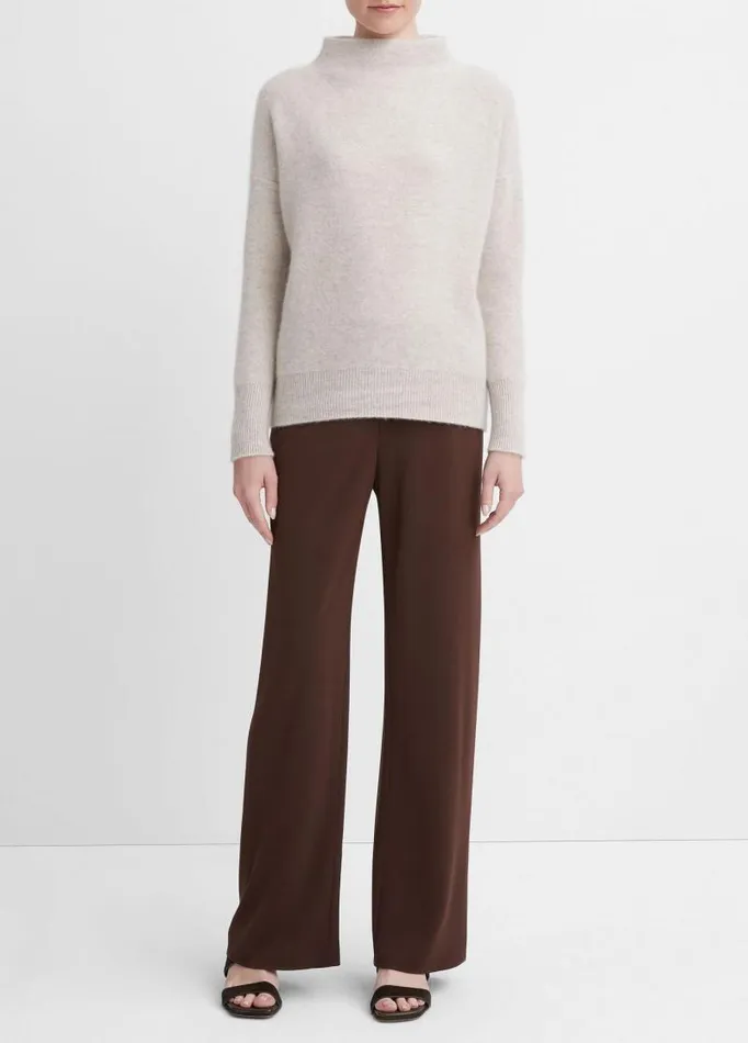 Women Sweaters Vince Plush Cashmere Funnel Neck Sweater Marble