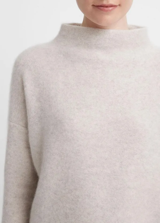 Women Sweaters Vince Plush Cashmere Funnel Neck Sweater Marble