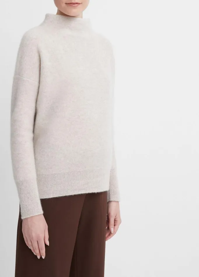 Women Sweaters Vince Plush Cashmere Funnel Neck Sweater Marble