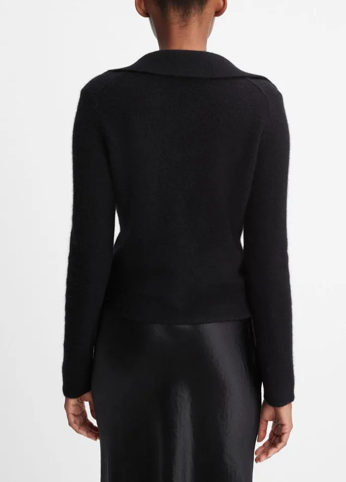 Women Sweaters Vince Plush Cashmere Polo Cardigan Black