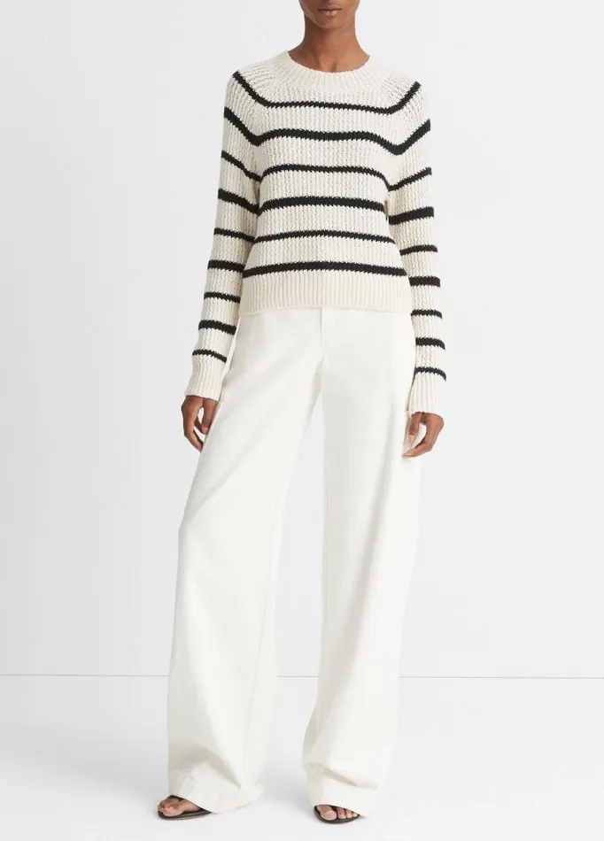 Women Sweaters Vince Ribbed Stripe Pullover Pampasblack