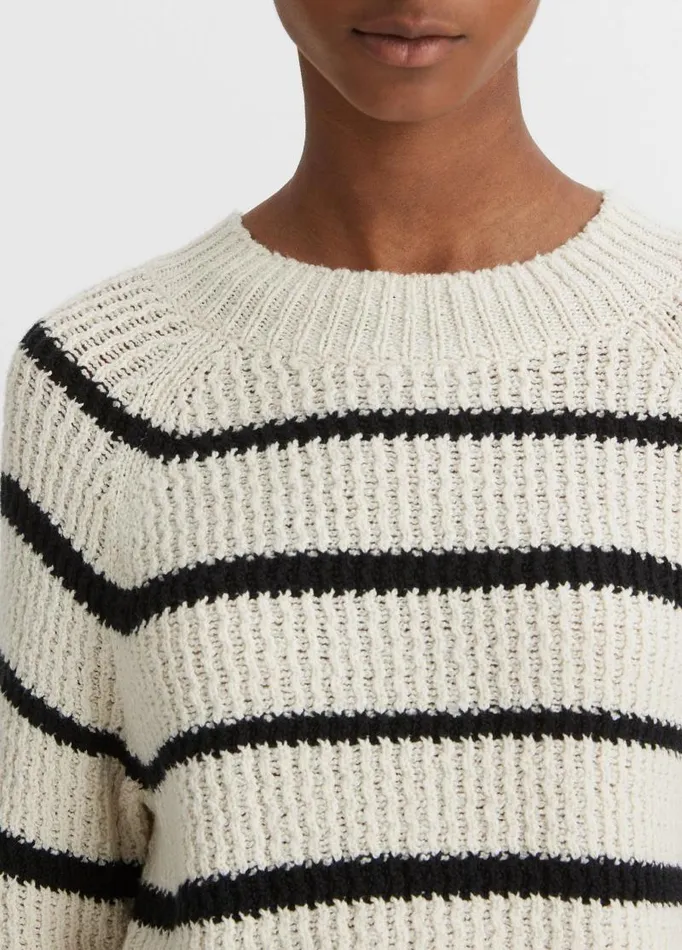 Women Sweaters Vince Ribbed Stripe Pullover Pampasblack