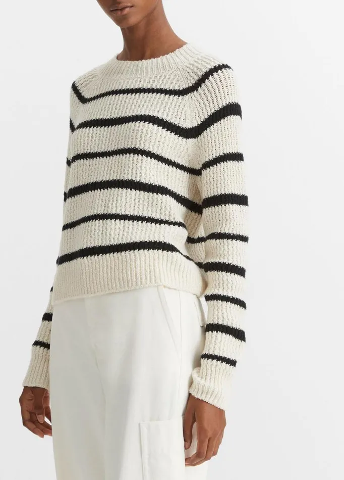 Women Sweaters Vince Ribbed Stripe Pullover Pampasblack
