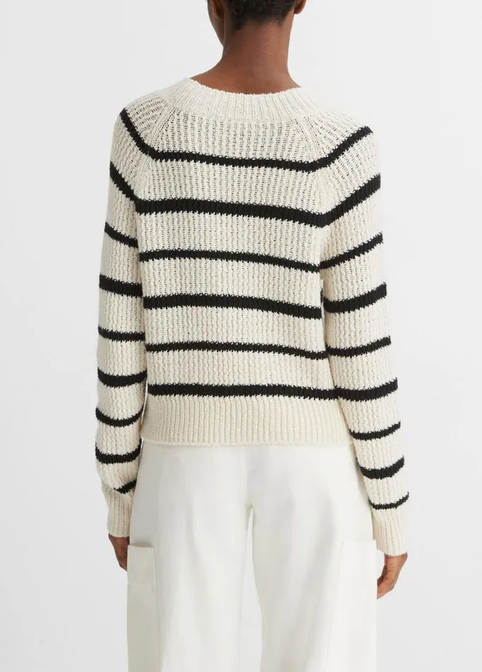 Women Sweaters Vince Ribbed Stripe Pullover Pampasblack