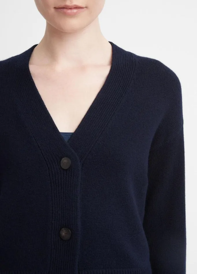 Women Sweaters Vince Wool And Cashmere Boxy ThreeButton Cardigan Coastal Blue