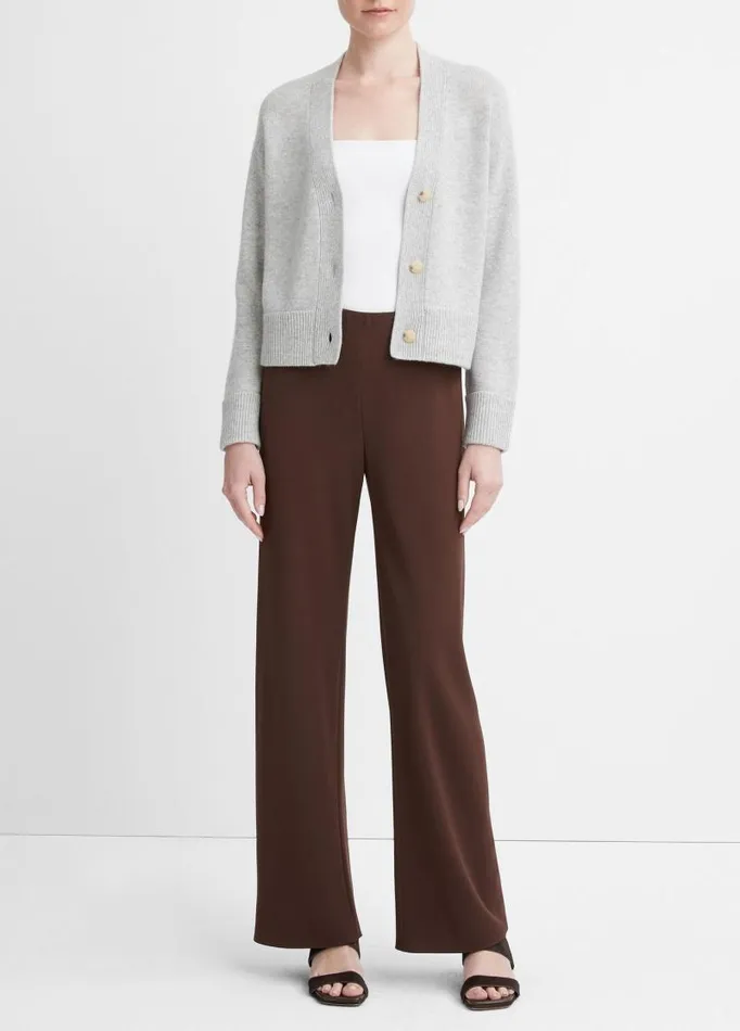 Women Sweaters Vince Wool And Cashmere Boxy ThreeButton Cardigan Soft Grey
