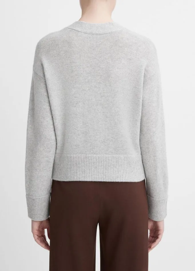 Women Sweaters Vince Wool And Cashmere Boxy ThreeButton Cardigan Soft Grey