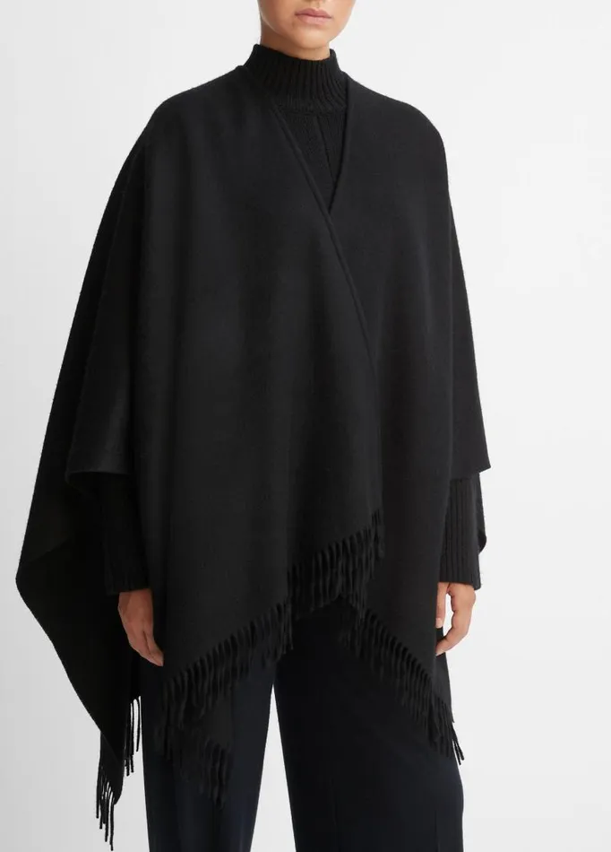 Women Sweaters Vince Wool And Cashmere DoubleFace Cape Black