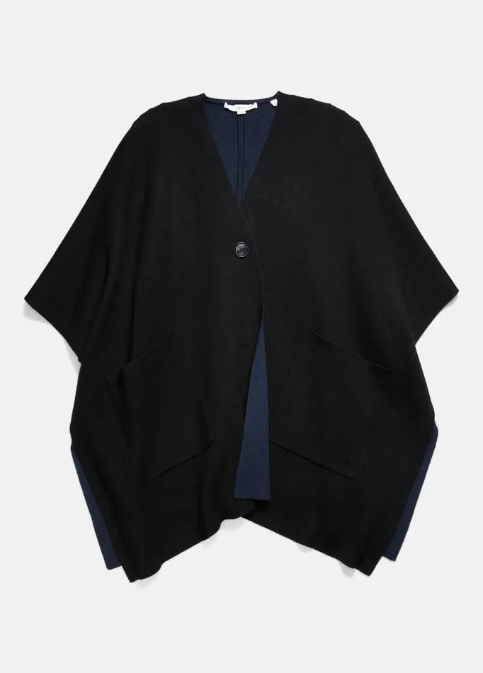 Women Sweaters Vince Wool And Cashmere DoubleFace Cape Black Navy
