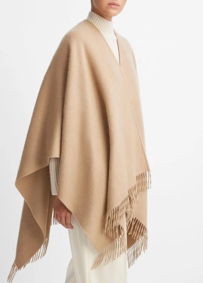 Women Sweaters Vince Wool And Cashmere DoubleFace Cape Camel