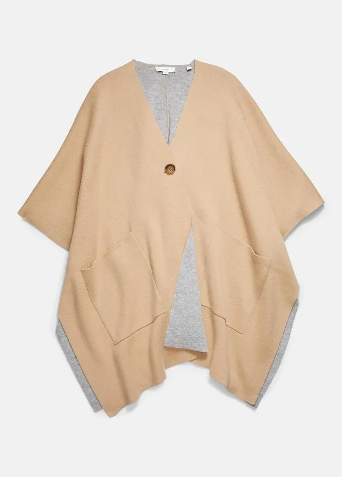 Women Sweaters Vince Wool And Cashmere DoubleFace Cape Camel Grey