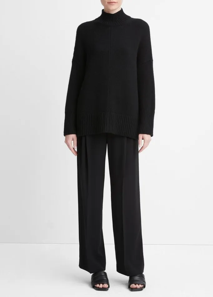 Women Sweaters Vince Wool And Cashmere Trapeze Turtleneck Sweater Black