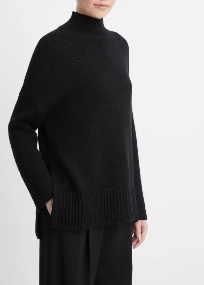 Women Sweaters Vince Wool And Cashmere Trapeze Turtleneck Sweater Black